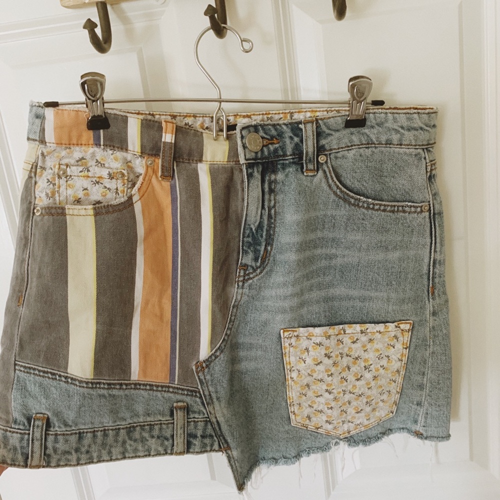 BDG Denim Patchwork Skirt